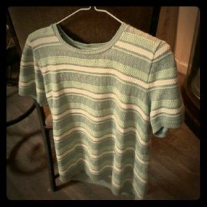 Green and white sweater